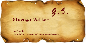 Glovnya Valter névjegykártya